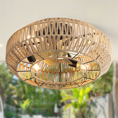 Ventilateur de plafond à moteur à courant continu de 22 pouces noir mat avec télécommande - 6 vitesses, minuterie, ensemble d'éclairage, pales de ventilateur réversible en ABS