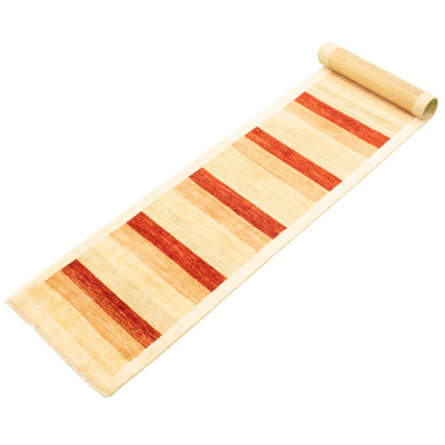 Tapis en laine de couloir 2 pi 6 po x 14 pi 2 po "one-of-a-kind-noué la 2010" de crème ziegler Agridaki