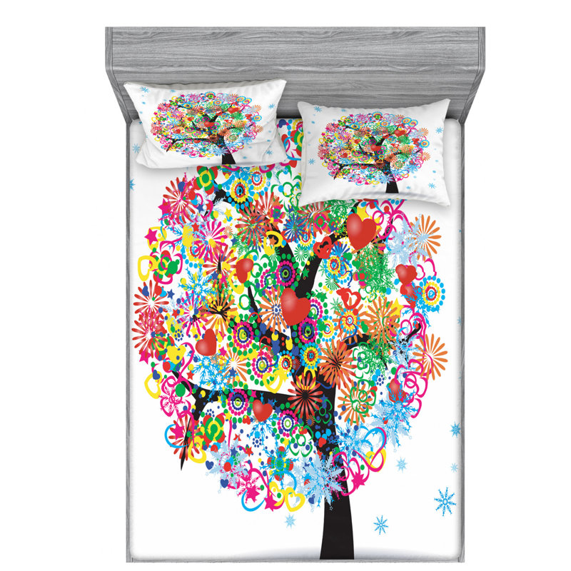 Tree Of Life Microfiber Sheet Set, Full Sheet Set with Fitted Sheet