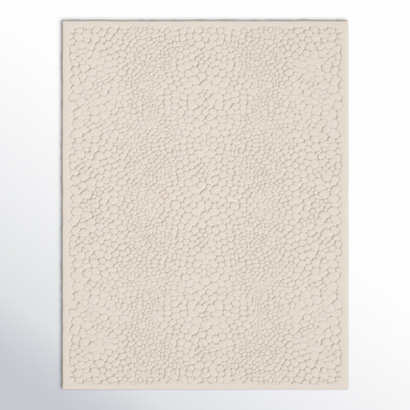 Tapis rectangulaire rectangulaire tissé à la machine en polyester / chenille crème, Rectangle 7 pi 9 po x 10 pi
