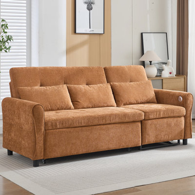 Orange 21 trois avec mesure de 82 pouces, fauteuil inclinable réversible, dossier à trois niveaux et lit double pour l'intérieur de la maison, réglable et fonctionnel