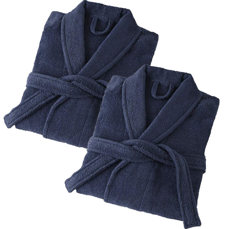 Peignoir en coton 2 pièces Everest, M, Bleu marine