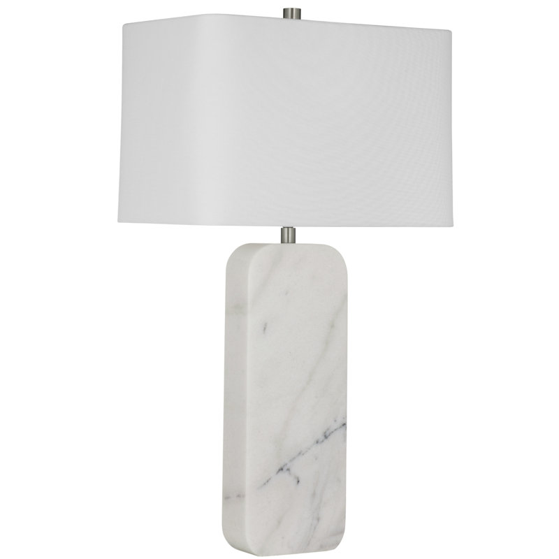 Systin Table Lamp White Marble Base with Rectangular Modern Shade