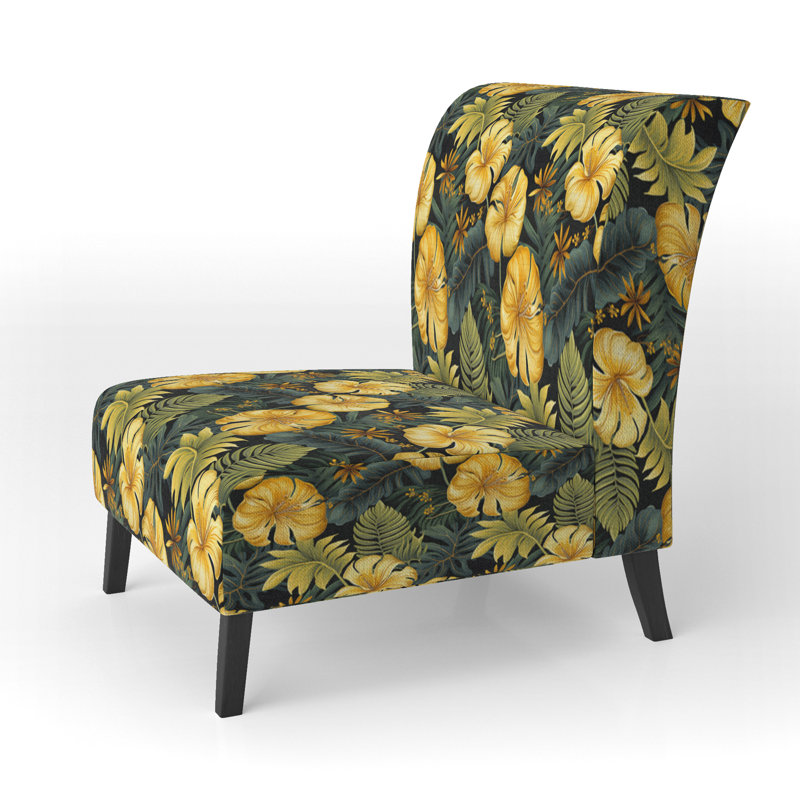 Fauteuil de chambre rembourré C, Motif tropical Monstera Magic