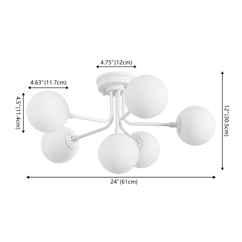 Sydni 6 - Light 24'' Cluster Globe Flush Mount, White