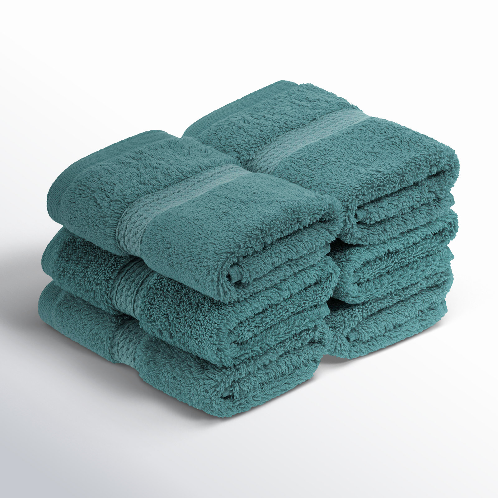 Egyptian Cotton Washcloth Set, Teal, Washcloth - 6 Pack