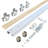 1-Lite Frosted Tempered Glass Sliding Double Bypass Closet Door with Installation Hardware Kit-90481518