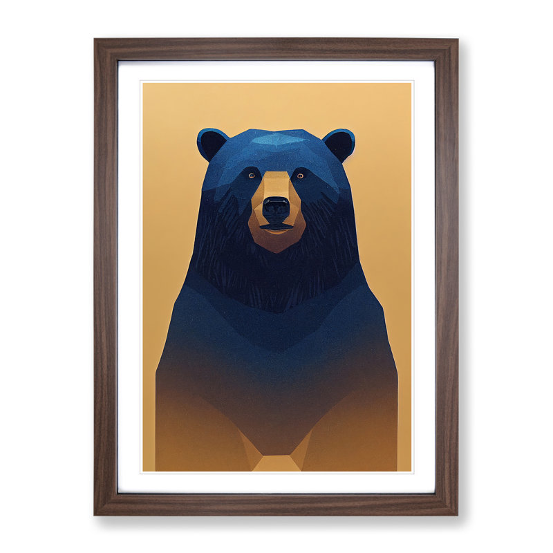 Alert Bear - Framed Print, Walnut Framed, 34cm H x 25cm W x 2cm D