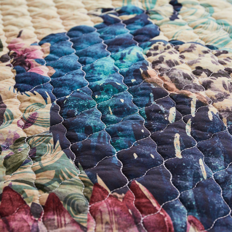 King Size Colorful Cotton Crocheted Peacock Quilt