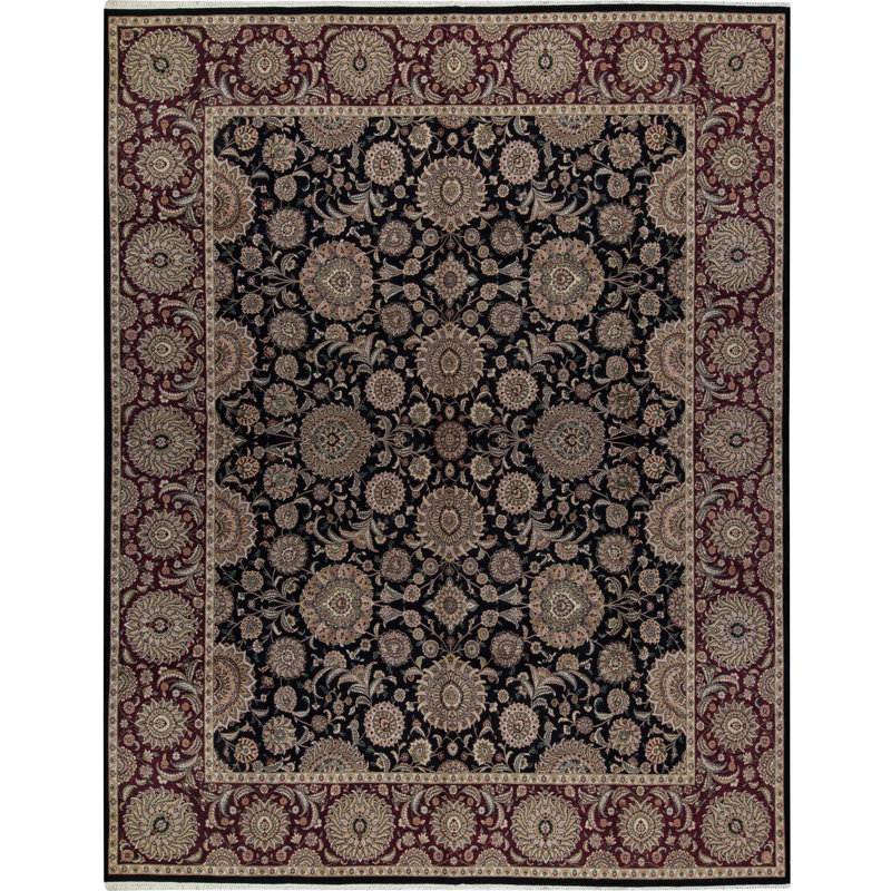 Manchuria Wool Oriental Area Rug in Black/Red
