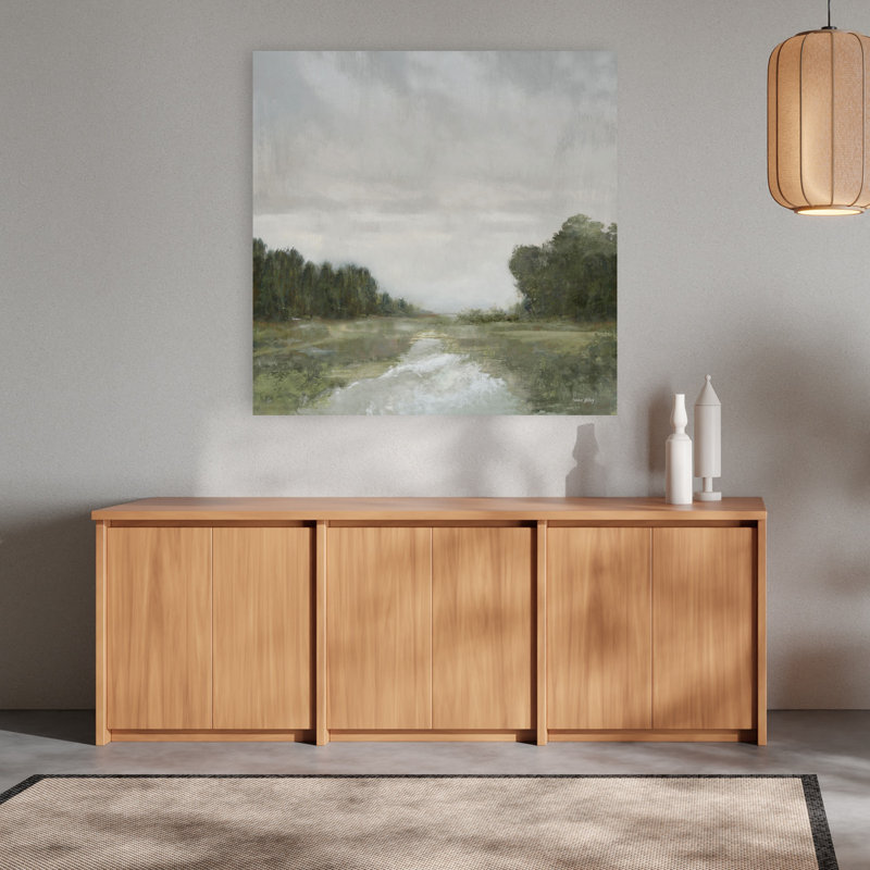 «Tranquility Trees II Abstract Contemporary Landscape Nature», art mural, 48" H x 48" W