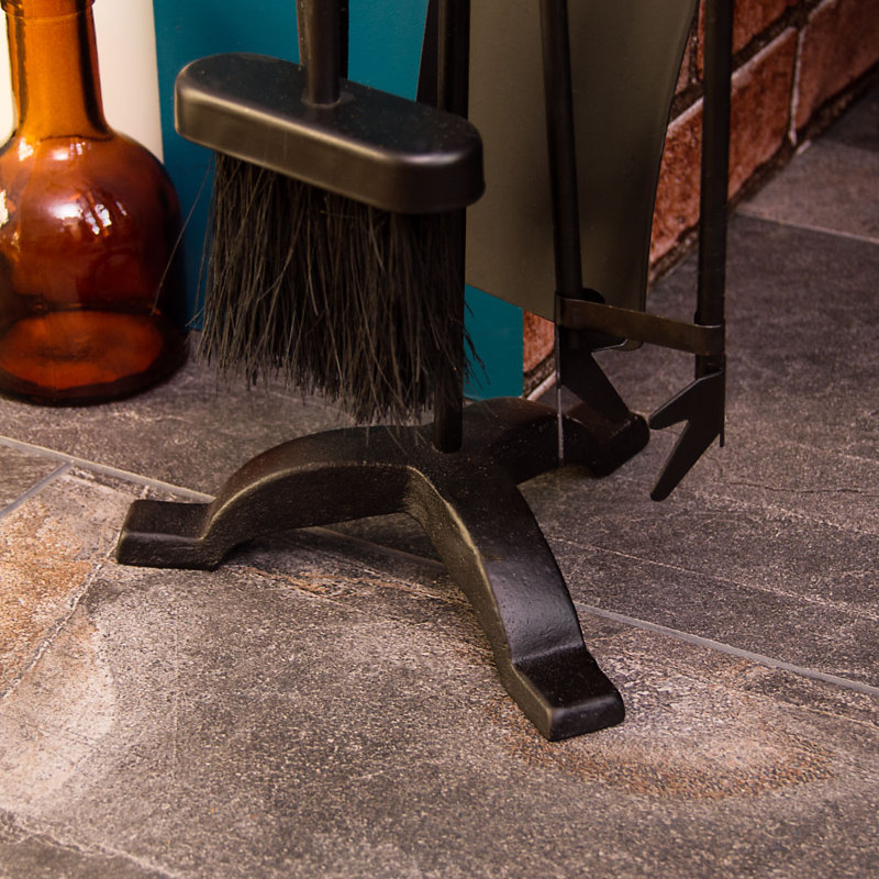 Leonie Steel Fireplace Tool Set, Black, 52.5 cm H x 21 cm W x 20 cm D