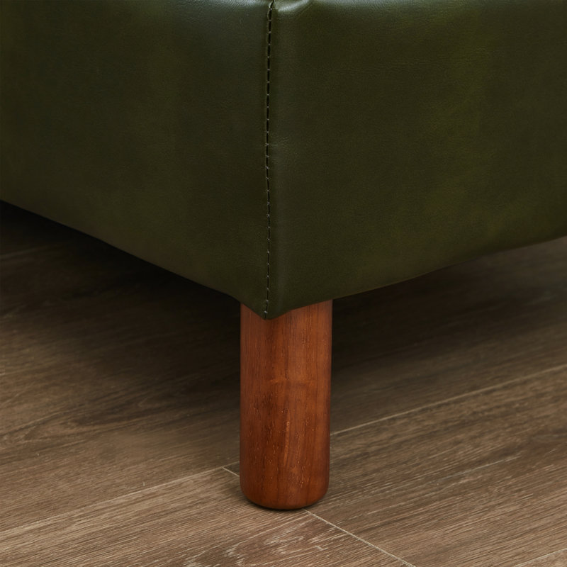 Canapé modulaire 120 po en simili cuir avec 2 repose-pieds de rangement, Dark Green PU