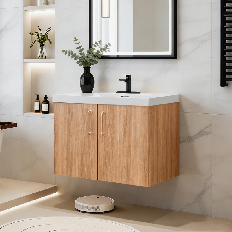 Meuble-lavabo mural moderne 30 po avec lavabo