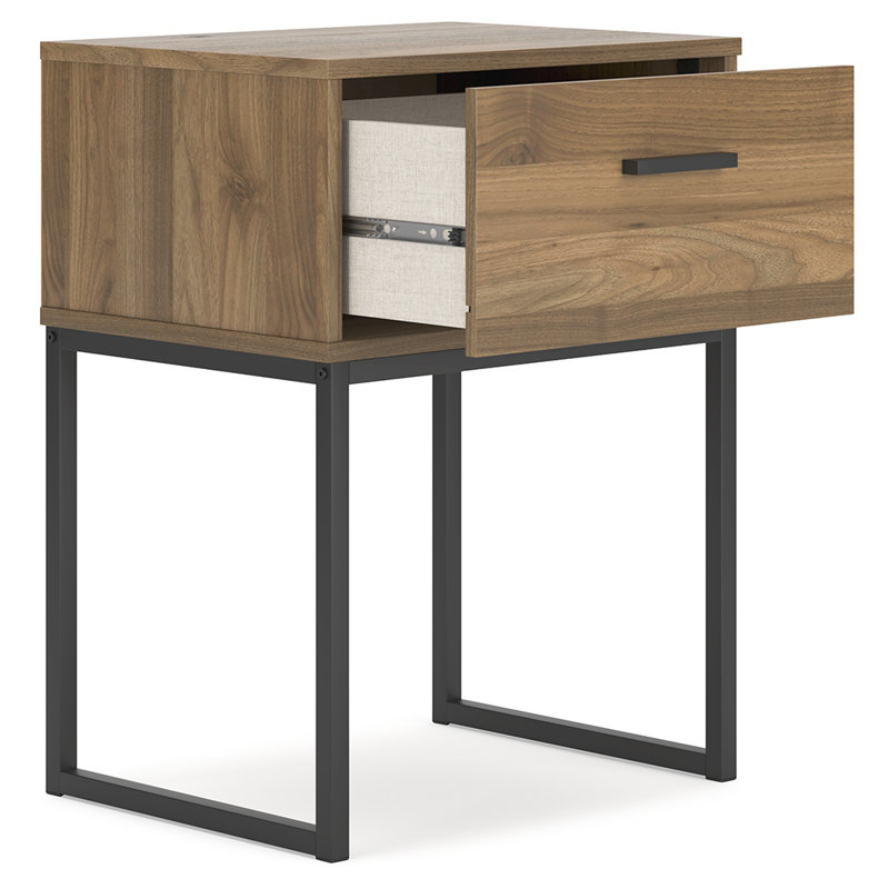 Deanlow Honey Brown and Black 1-Drawer Nightstand
