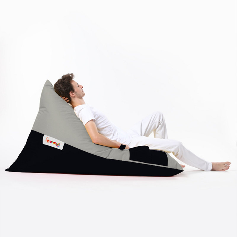Grand fauteuil à billes pour l'extérieur, Fumée / 100% polyester noir