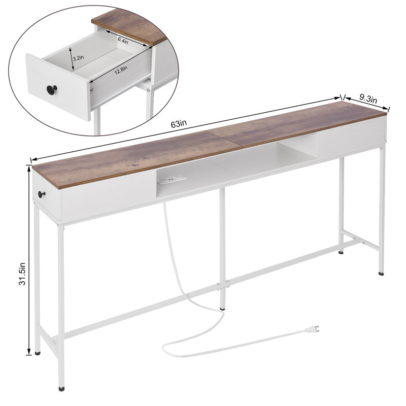 Petracca 63" Storage Console Table with Drawers, White