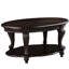 Table basse ovale de 107 cm (42 po) pour salon, en bois massif avec 2 étagères de rangement, fini de style antique, montage facile, placage résistant aux rayures.