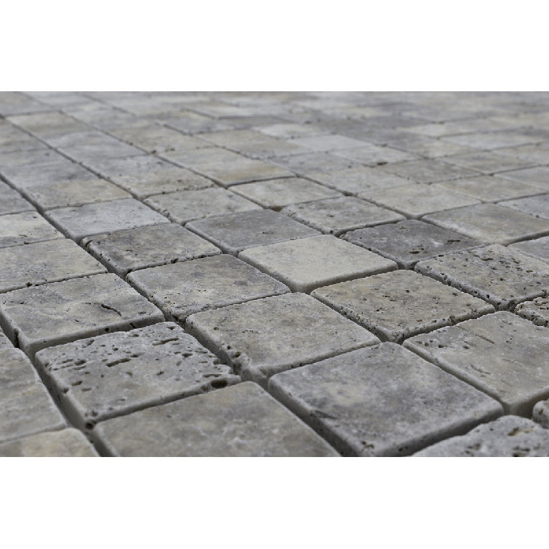 2 x 2 TRAVERTINE TUMBLED, Argent