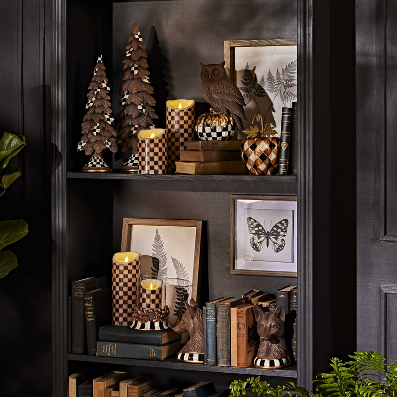 Courtly Check® Flicker 3 AA Pillar Candle, 6" H x 4" W x 4" D, Brown/White