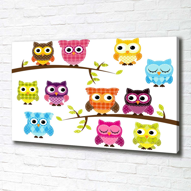 Colourful Owls - Wrapped Canvas Print