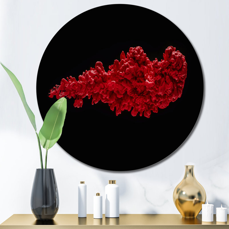 «Red River Or Red Ink», art mural moderne en métal, H 29 po x l 29 po