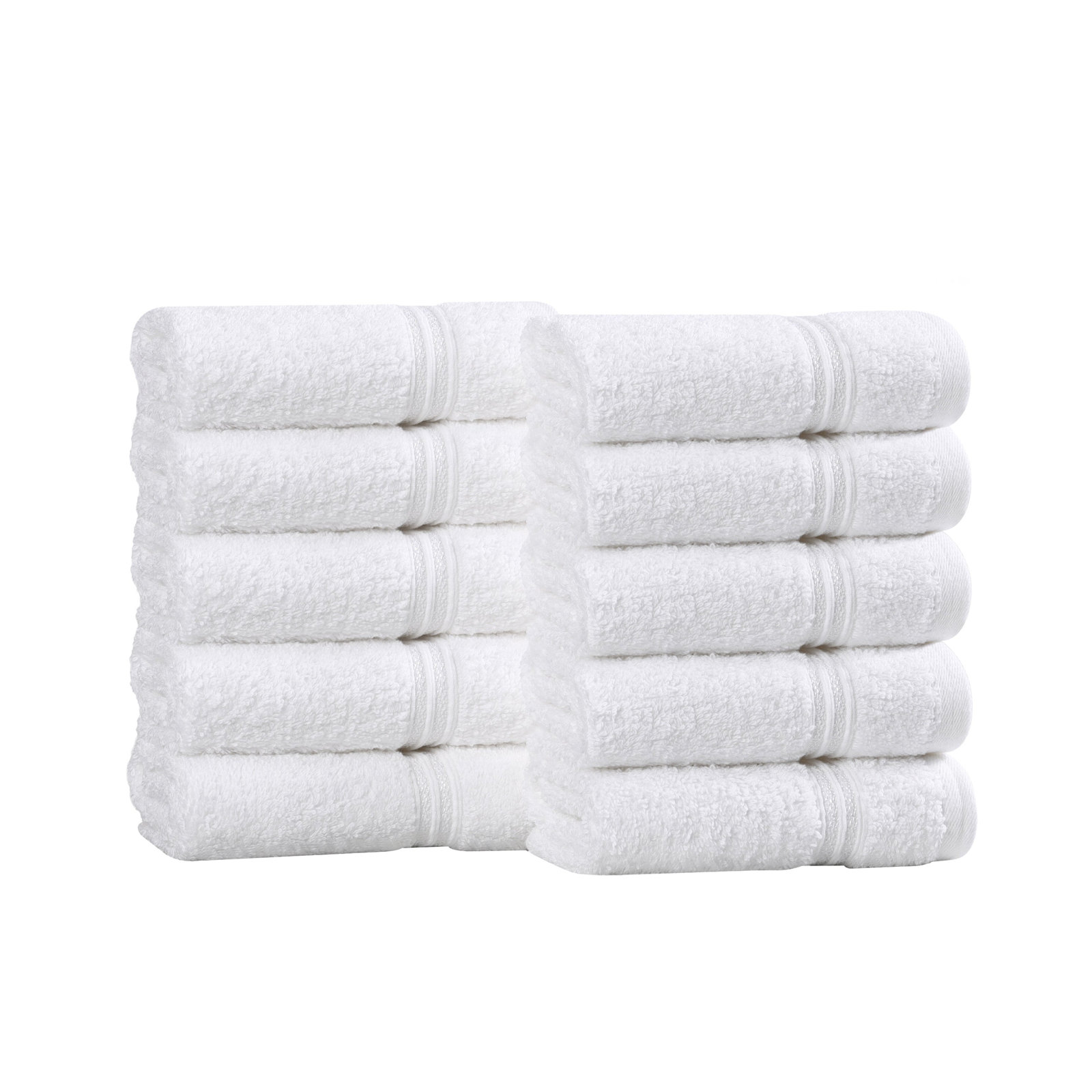 Oleg Certified Egyptian Cotton Highly Absorbent Washcloth Solid Medium Weight Face Towel, White