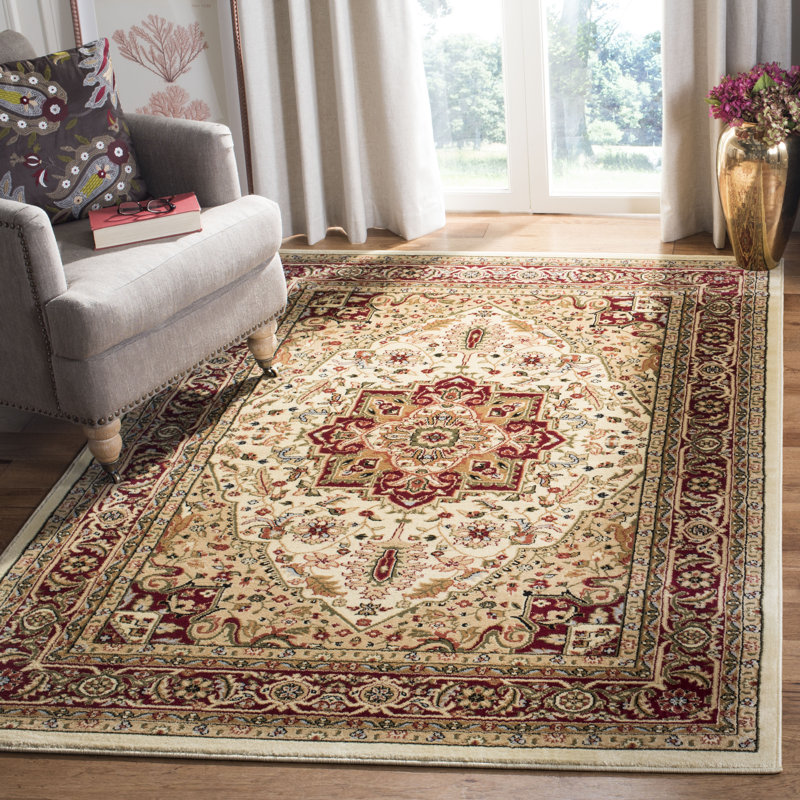 Klose Performance Oriental Rug, Rectangle 6' x 9', Ivory/Red
