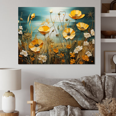 " Yellow Blue Buttercups Golden Glow Patchwork I "