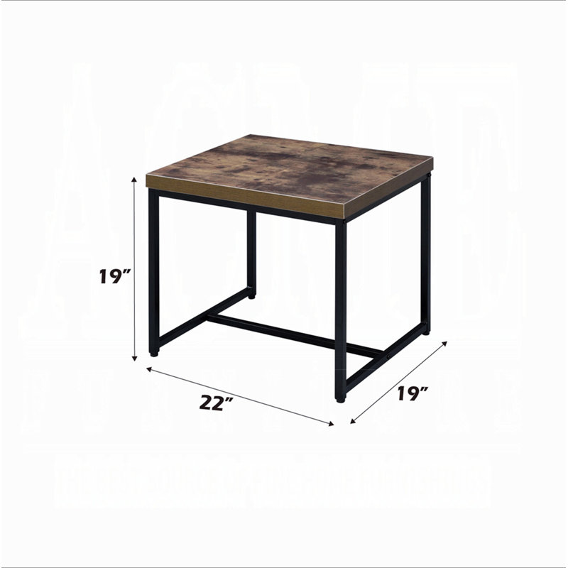 Table de bout de style industriel avec cadre en métal noir et 1 pièce