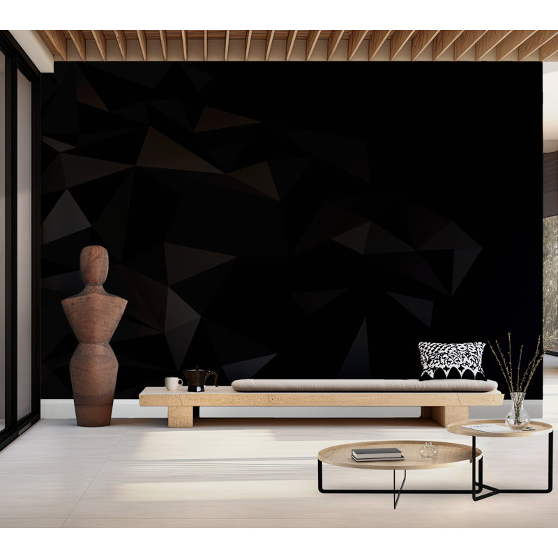 Murale pelez et collez de qualité supérieure - triangles noirs abstraits, L 40 po x l 60 po