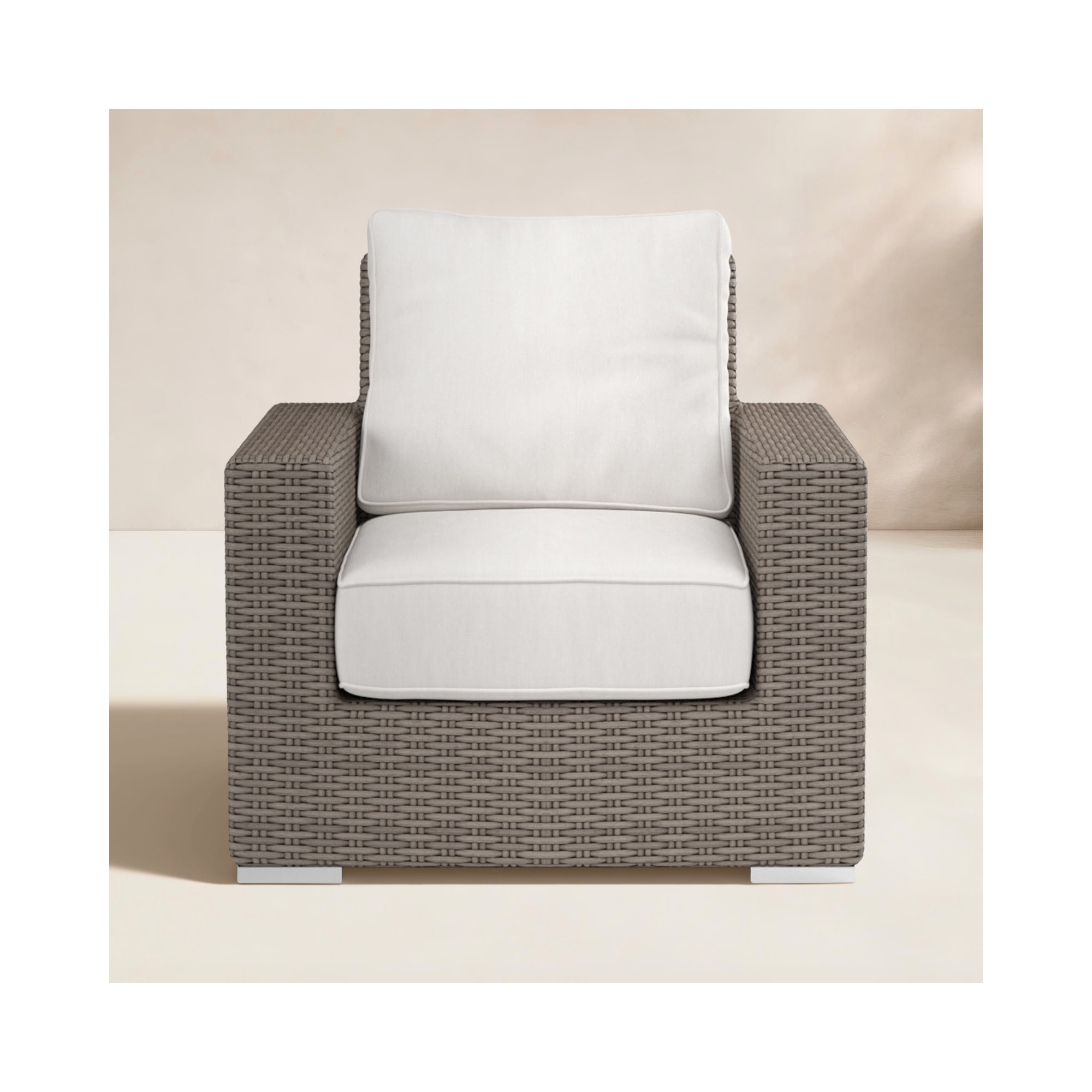 Naomie Patio Chair with Sunbrella® Cushion, Canvas Flax Sunbrella® Canvas, Driftwood