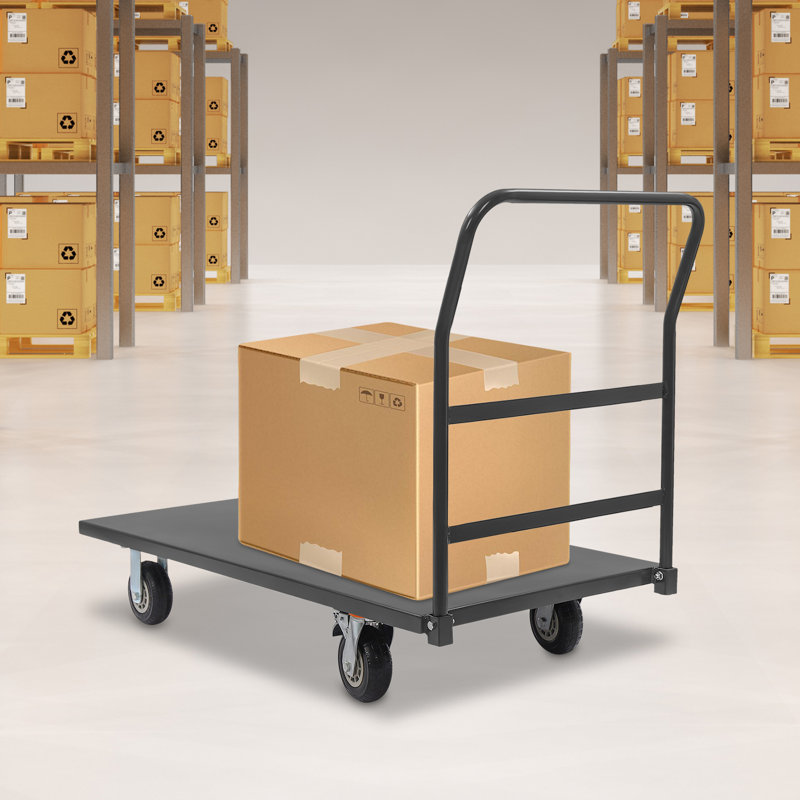 Chariot en tôle d'acier 2000 lb 24 * 49 po avec main courante grise