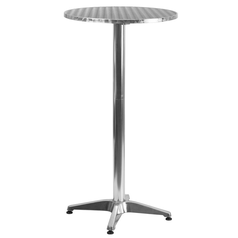 Carlisa 23.25" Round Aluminum Indoor-Outdoor Bar Height Table with Flip-Up Table,