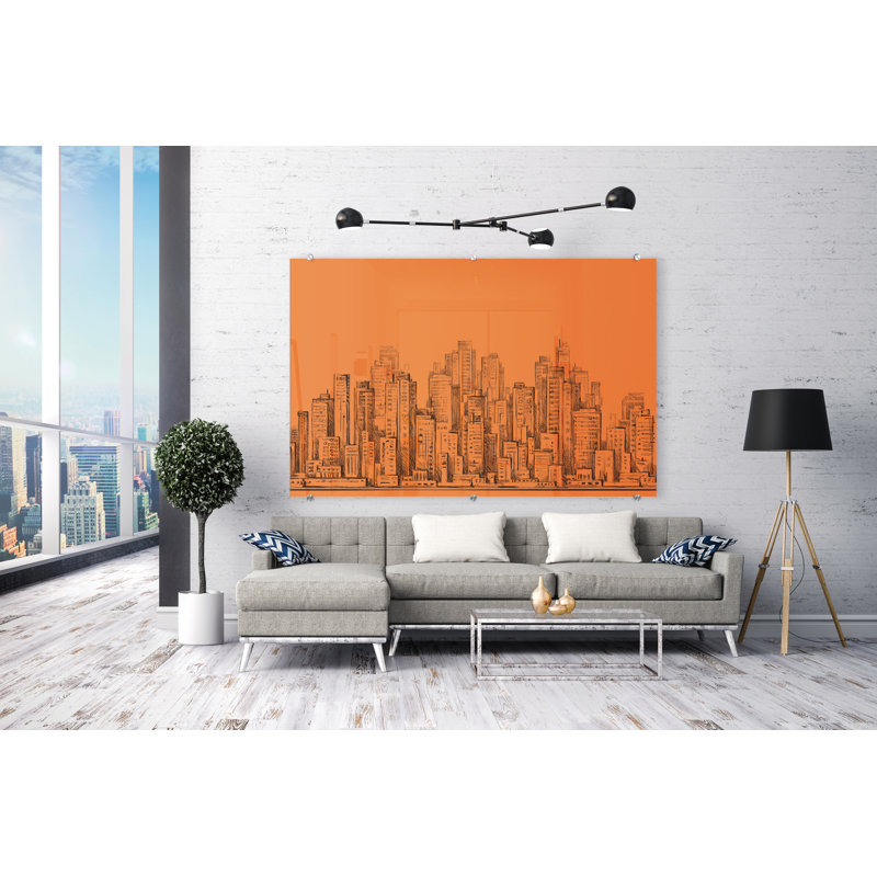 Tableau effaçable mural en verre Visionary, H 47,24 po x L 94,49 po, Orange