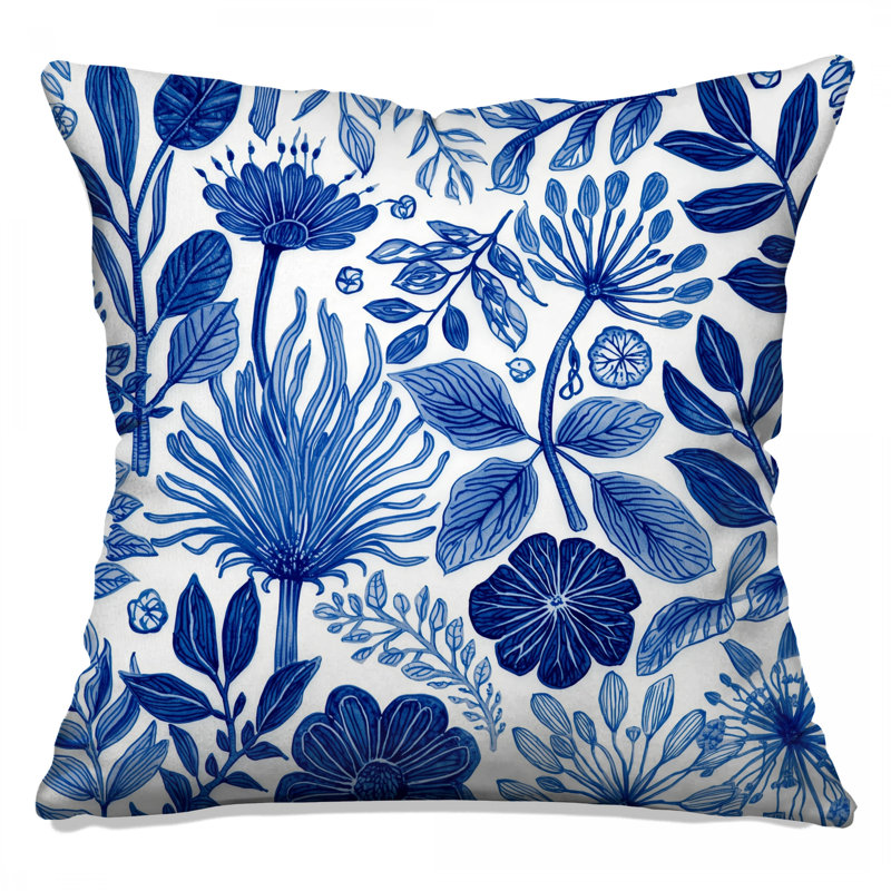 Coussins décoratifs Blue Botanical Illustration, 18 po x 18 po