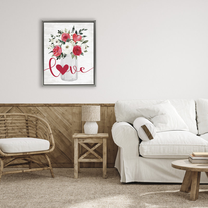 Cadre flottant Love & Hearts, Cadre flottant gris lustré, H 21 po x l 17 po