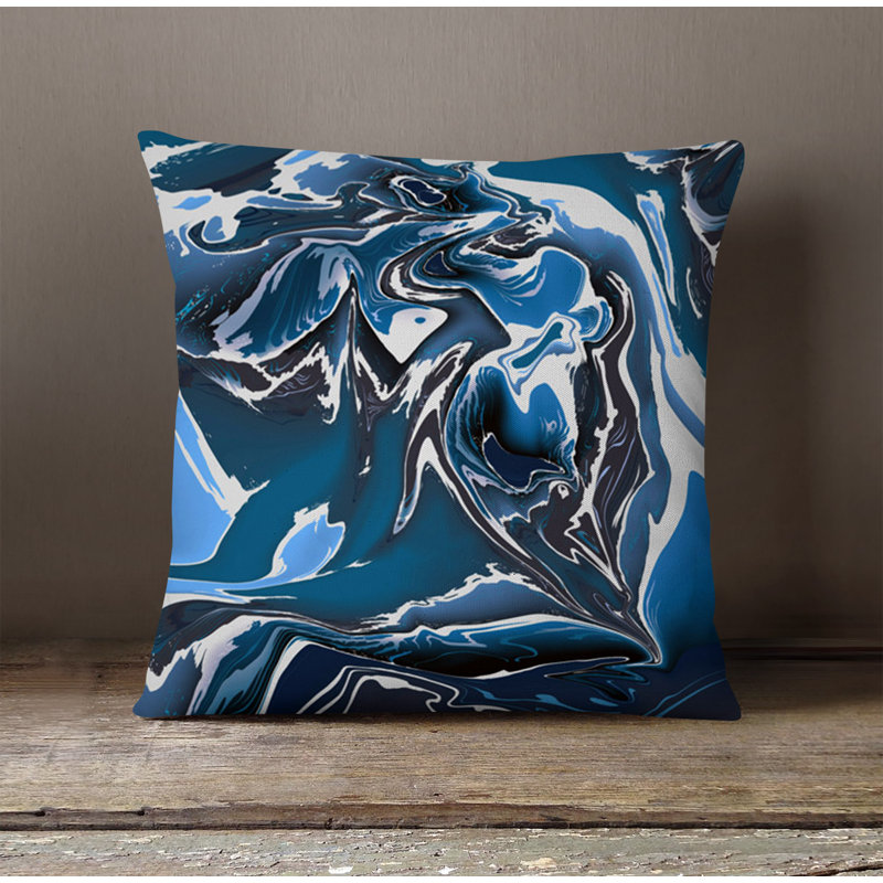 Throw Pillow With Insert, Blue Abstract 3, 20"H x 20"W