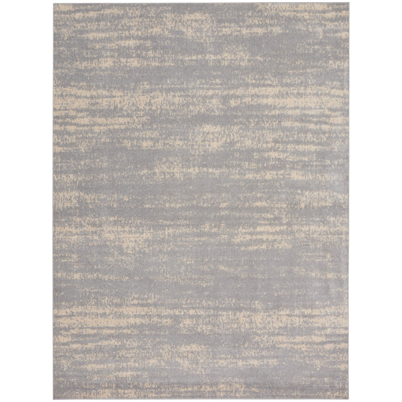 Tapis intérieur / extérieur gris en chenille tissé à la machine, Rectangulaire 8 pi x 10 pi