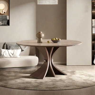 Round minimalist sintered stone dining table