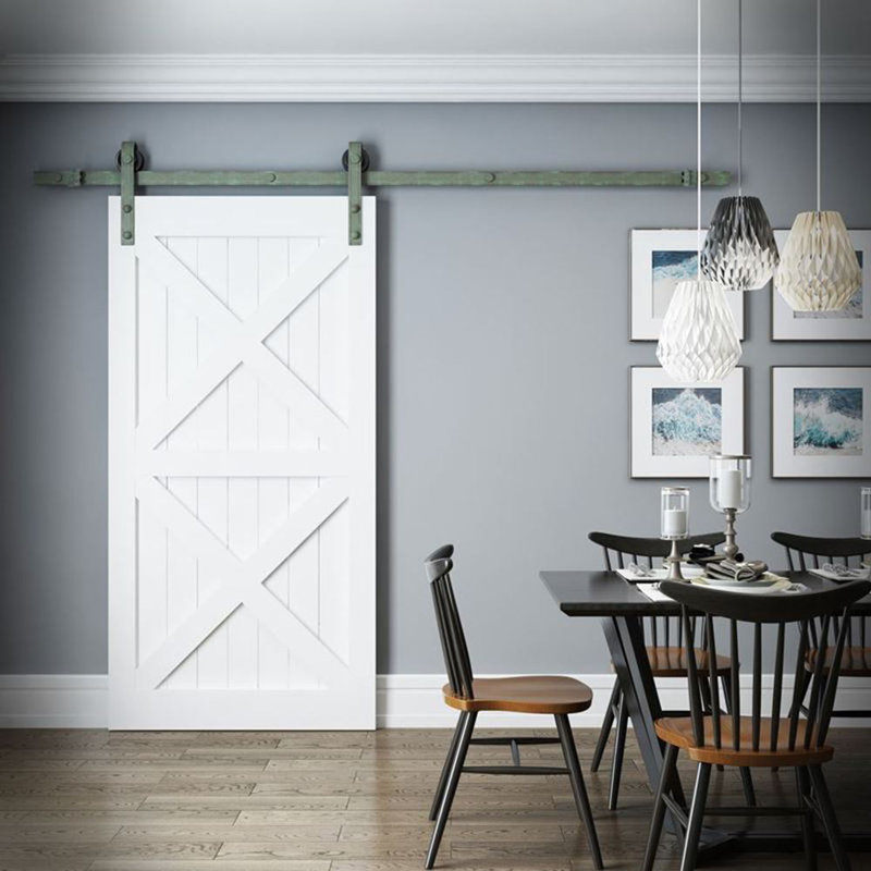 Bethania Standard Single Barn Door Hardware Kit, Green Patine