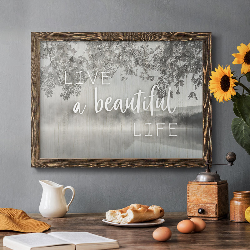«Live A Beautiful Life», reproduction d'art sur toile, H 14 po x l 20 po x P 1,5 po, Noyer