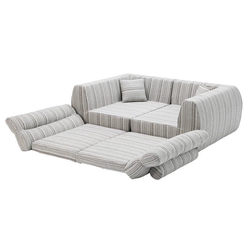 Canapé moderne rembourré avec éponge comprimé, Blanc doux / taupe