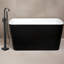 49'' Acrylic Freestanding Soaking Bathtub, Square-shape Japanese Soaking Hot Tub with Chrome Overflow and Drain, Glossy Black-106693127