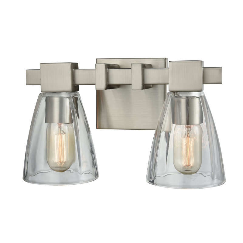 Éclairage pour salle de bain 2 lumières Ensley - nickel satiné de 12 po de largeur, H 8 po x l 12 po x P 7 po, Deux lumières