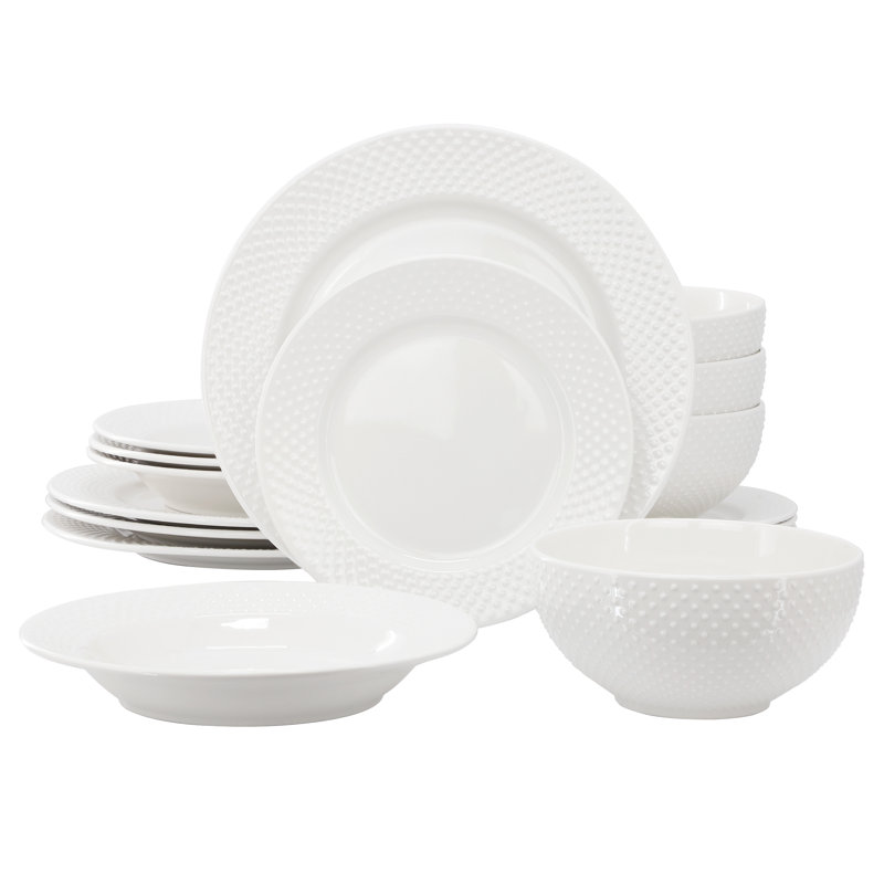  Ensemble de vaisselle en porcelaine à double cuve 16 pièces Harmony