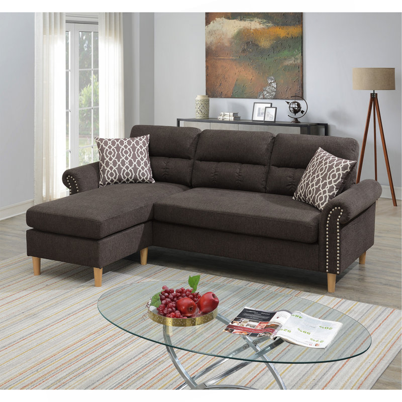 Ensemble modulaire réversible avec 2 coussins décoratifs brun clair