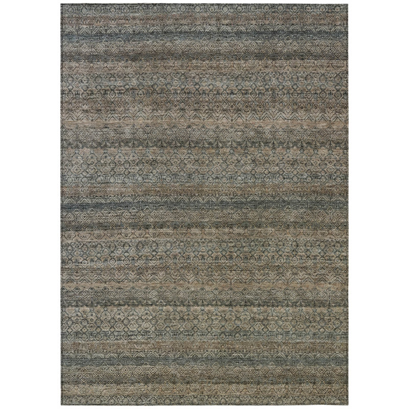 Machine Washable Indoor/Outdoor Xhevrie Chocolate Rug, Rectangle 9' x 12'