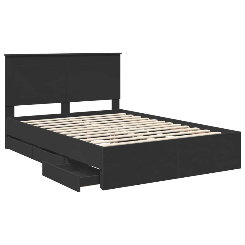 Bed, Black, European Double (140 x 200 cm)