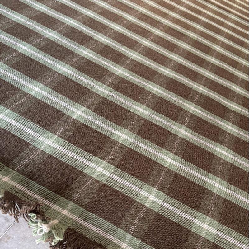 Wool Plaid Area Rug, Rectangle 9' x 12'